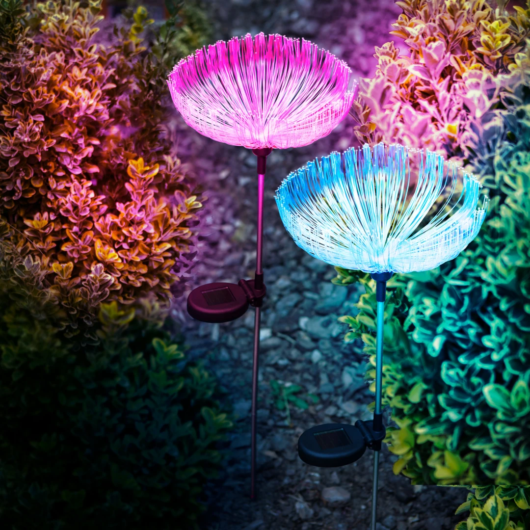 Lampa solara meduza  cu fibra optica - 80 cm - LED color - 