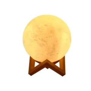 Lampa de veghe luna 3D Moon Light eMazing cu diametru de 20 cm, lumina LED alb cald, alimentare baterii si suport din plastic - 