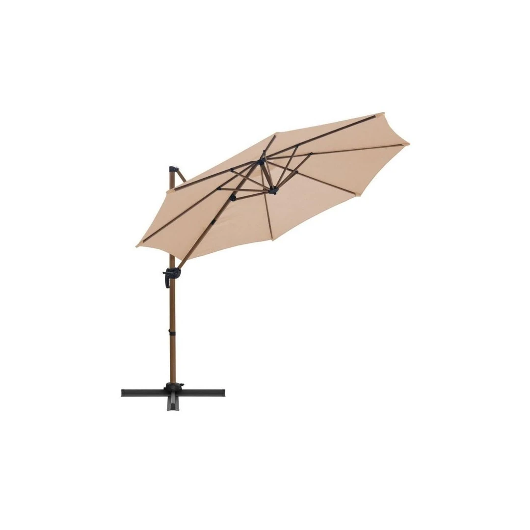 Umbrela Mercaton cu Articulatie, pentru Terasa sau Gradina, Aluminiu, Protectie UV, Inaltime 2.7 m, Ø350 cm, Control 360 grade, Bej - 
