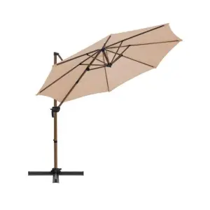 Umbrela Mercaton cu Articulatie, pentru Terasa sau Gradina, Aluminiu, Protectie UV, Inaltime 2.7 m, Ø350 cm, Control 360 grade, Bej - 