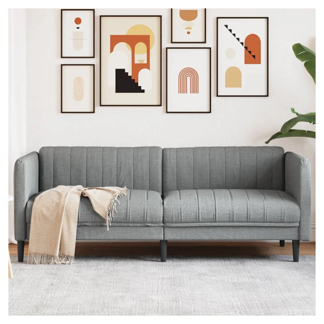 Canapea cu 3 locuri, gri deschis, material textil - Această canapea cu 3 locuri este un loc excelent pentru conversații, citit, vizionare la televizor sau pur și simplu pentru relaxare. Este menită să f...
