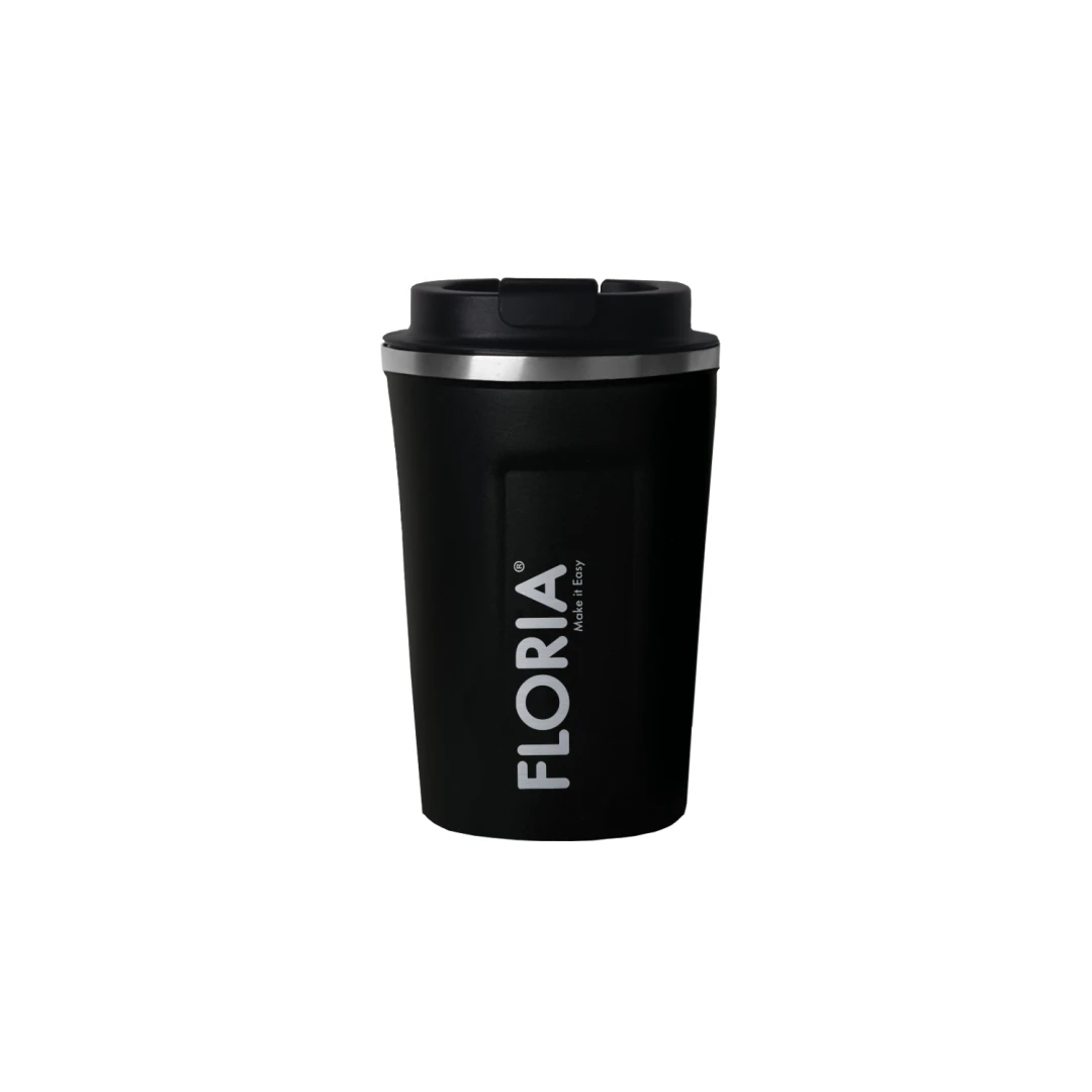 Cana de cafea Floria ZLN9969 tip termos, capacitate 380ml, interior din inox, pereti dublii, negru - 