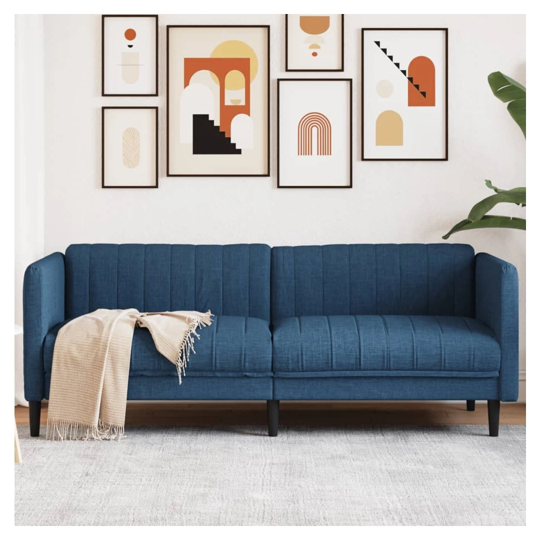 Canapea cu 3 locuri, albastru, material textil - Această canapea cu 3 locuri este un loc excelent pentru conversații, citit, vizionare la televizor sau pur și simplu pentru relaxare. Este menită să f...