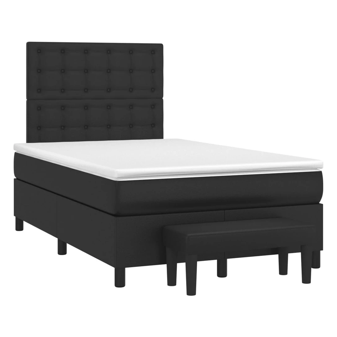 Pat box spring cu saltea, negru, 120x190 cm, piele ecologică - Folosiți acest pat continental pentru a vă bucura de un somn bun noaptea! Vă oferă o relaxare maximă și un somn plăcut. Piele ecologică durabilă: Piel...