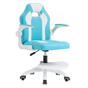 Scaun rotativ cu suport pentru picioare, albastru   alb, RAMIL - 