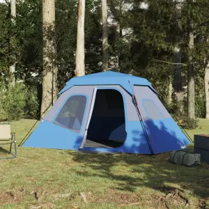 Cort camping 6 pers., albastru, impermeabil, configurare rapidă - Acest cort de camping are un aspect modern care vă va proteja de vremea neplăcută și vă va oferi un loc confortabil pentru aventuri oriunde. Design un...