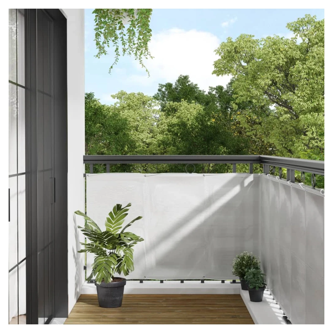 Paravan de balcon gri deschis 90x500 cm 100% poliester oxford - Cu acest paravan de balcon rezistent la apă, vă puteți bucura de intimitate în timp ce faceți plajă. Confidențialitate și durabilitate: Paravanul de b...