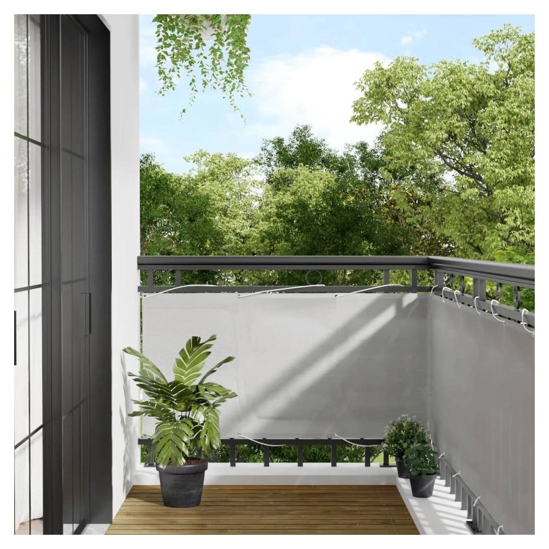 Paravan de balcon gri deschis 75x300 cm 100% poliester oxford - Cu acest paravan de balcon rezistent la apă, vă puteți bucura de intimitate în timp ce faceți plajă. Confidențialitate și durabilitate: Paravanul de b...