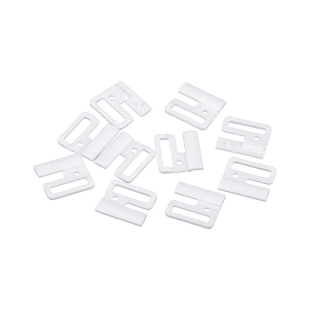 Set 5 inchizatori din plastic pentru sutien Crisalida, latime 2 cm, Alb - 