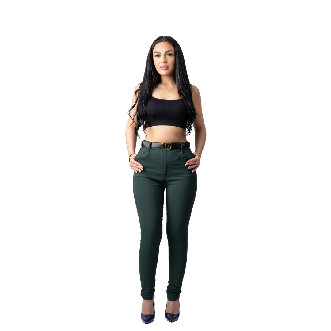 Pantaloni cu Talie Inalta Verde Vittoria XL - 