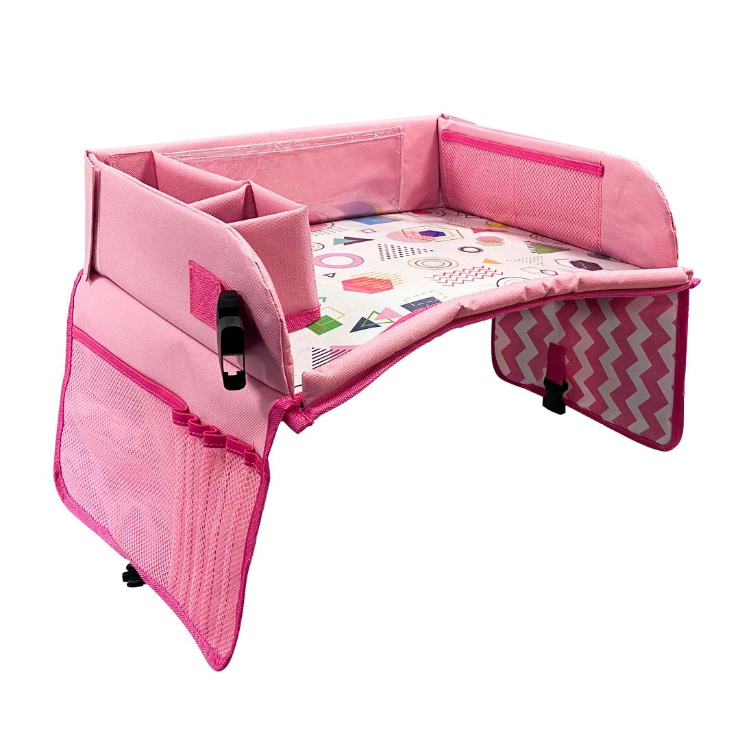Masa portabila de copii, cu buzunare, pentru masina, pink - 