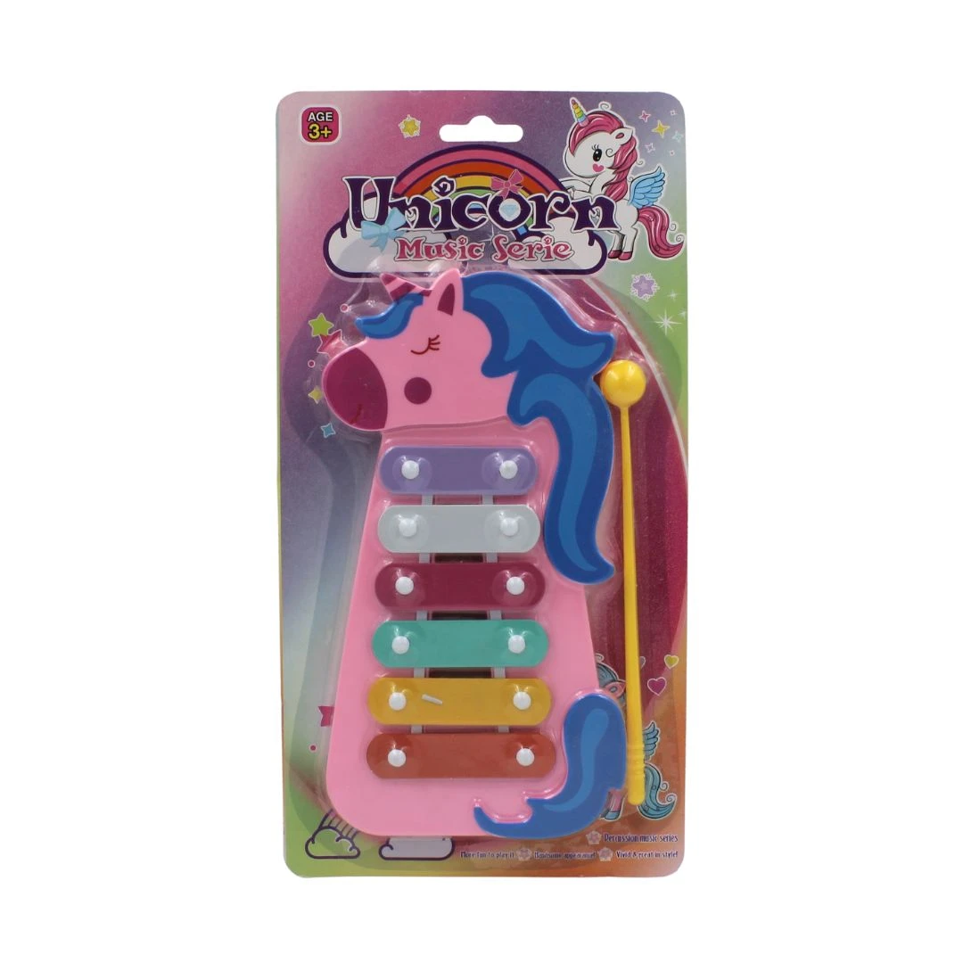 Jucărie xilofon unicorn roz cu bleu 16x31cm - 