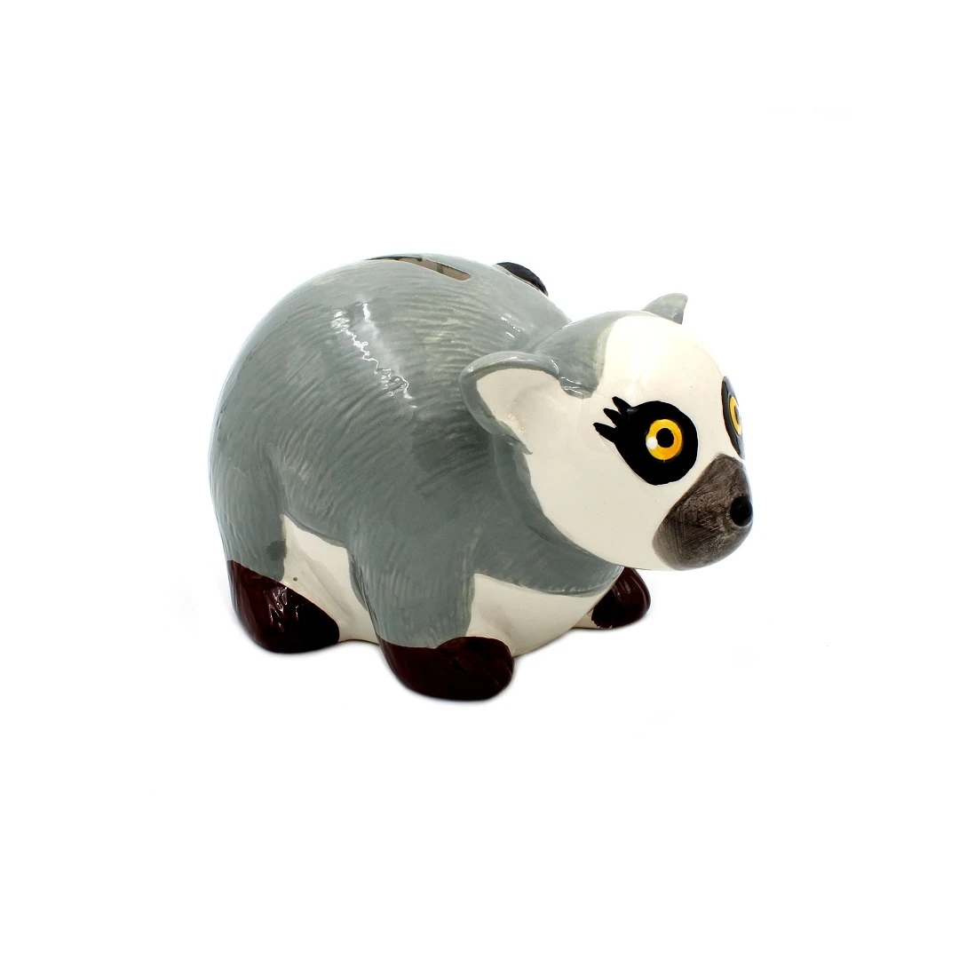Pușculiță lemur din ceramică gri - 