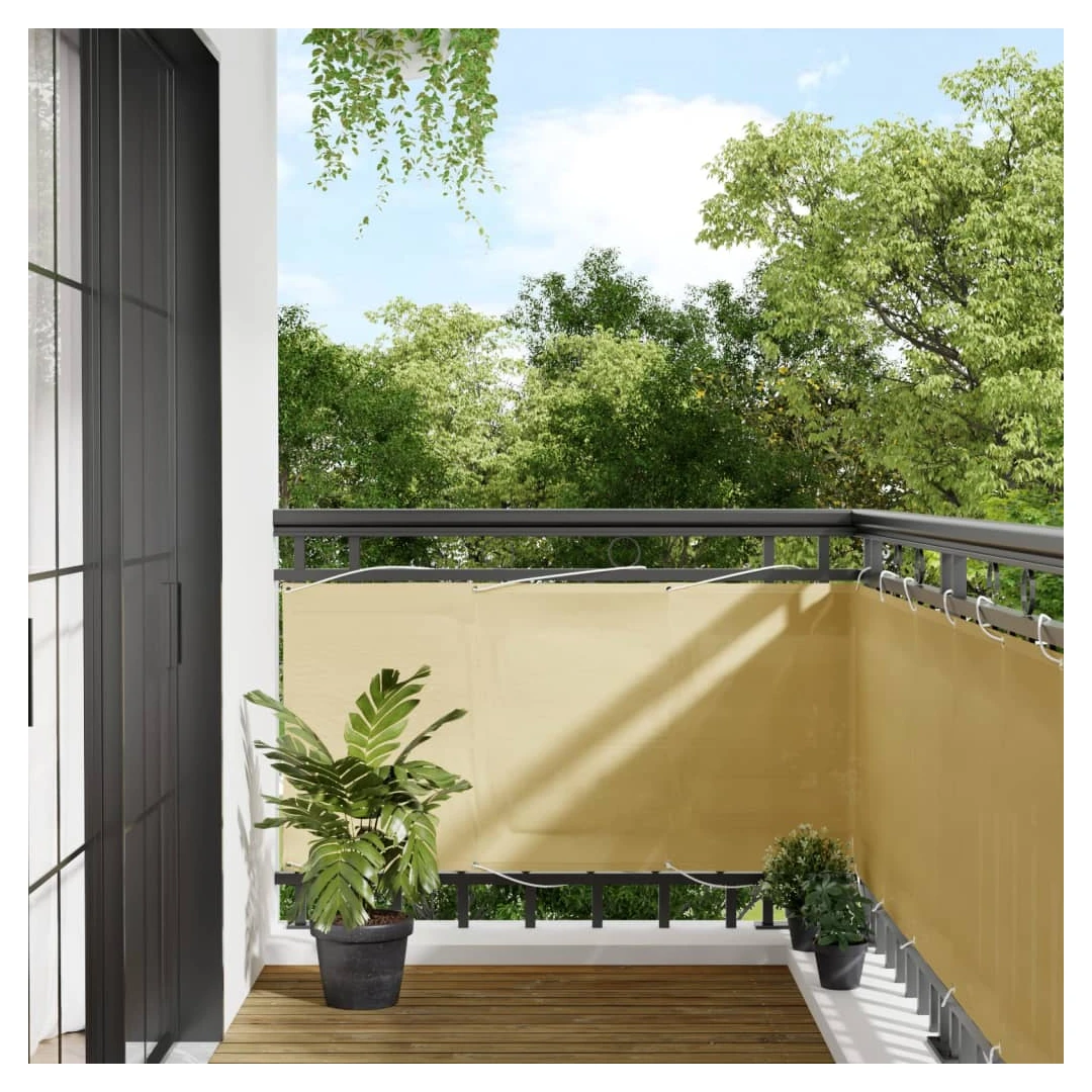 Paravan de balcon, nisipiu, 75x600 cm, 100% poliester oxford - Cu acest paravan de balcon rezistent la apă, vă puteți bucura de intimitate în timp ce faceți plajă. Confidențialitate și durabilitate: Paravanul de b...