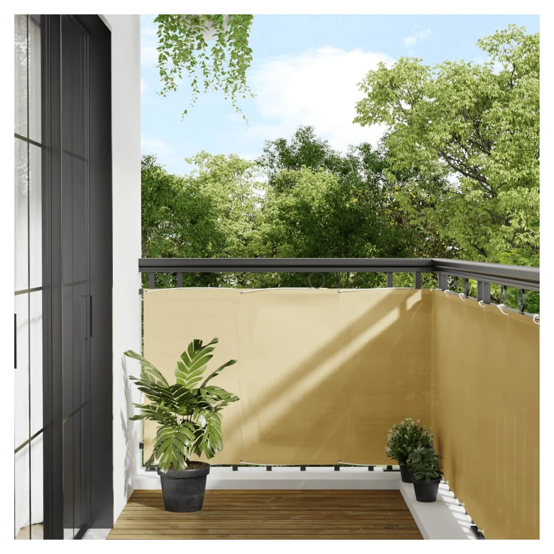 Paravan de balcon, nisipiu, 90x700 cm, 100% poliester oxford - Cu acest paravan de balcon rezistent la apă, vă puteți bucura de intimitate în timp ce faceți plajă. Confidențialitate și durabilitate: Paravanul de b...
