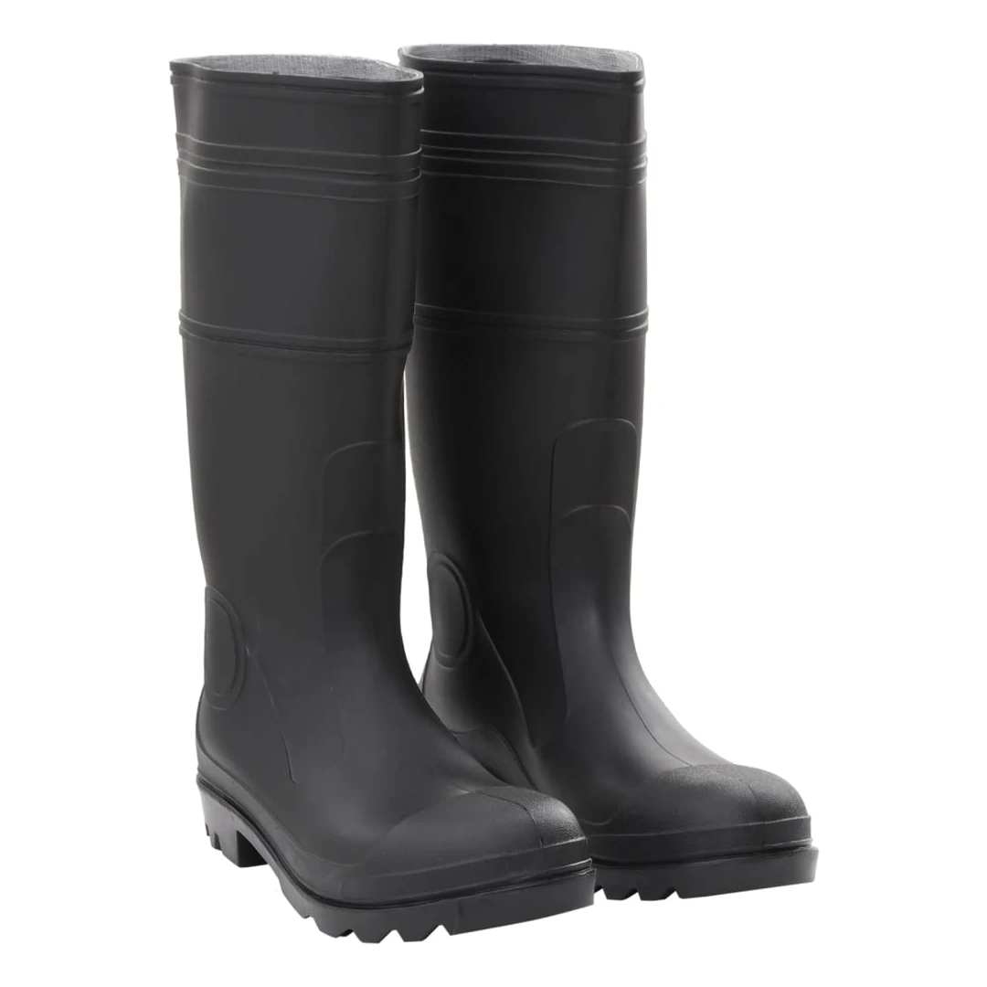 Cizme de ploaie, negru, PVC, mărime 45 - Cizmele de ploaie oferă o potrivire ideală și un confort optim, făcându-le potrivite pentru condiții de ploaie și menținând în același timp picioarele...