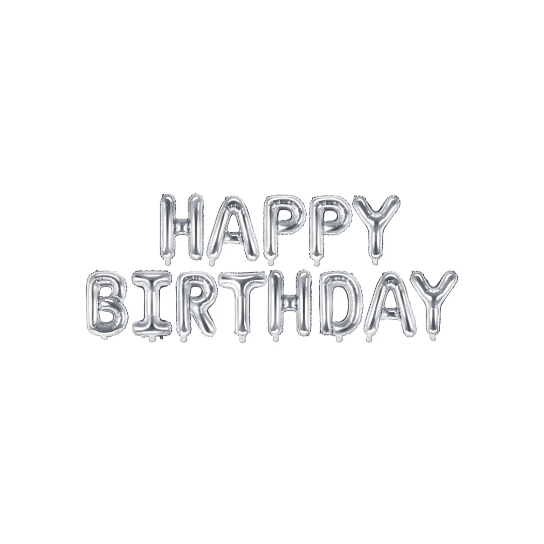 Balon party Happy Birthday argintiu 340x35cm - 