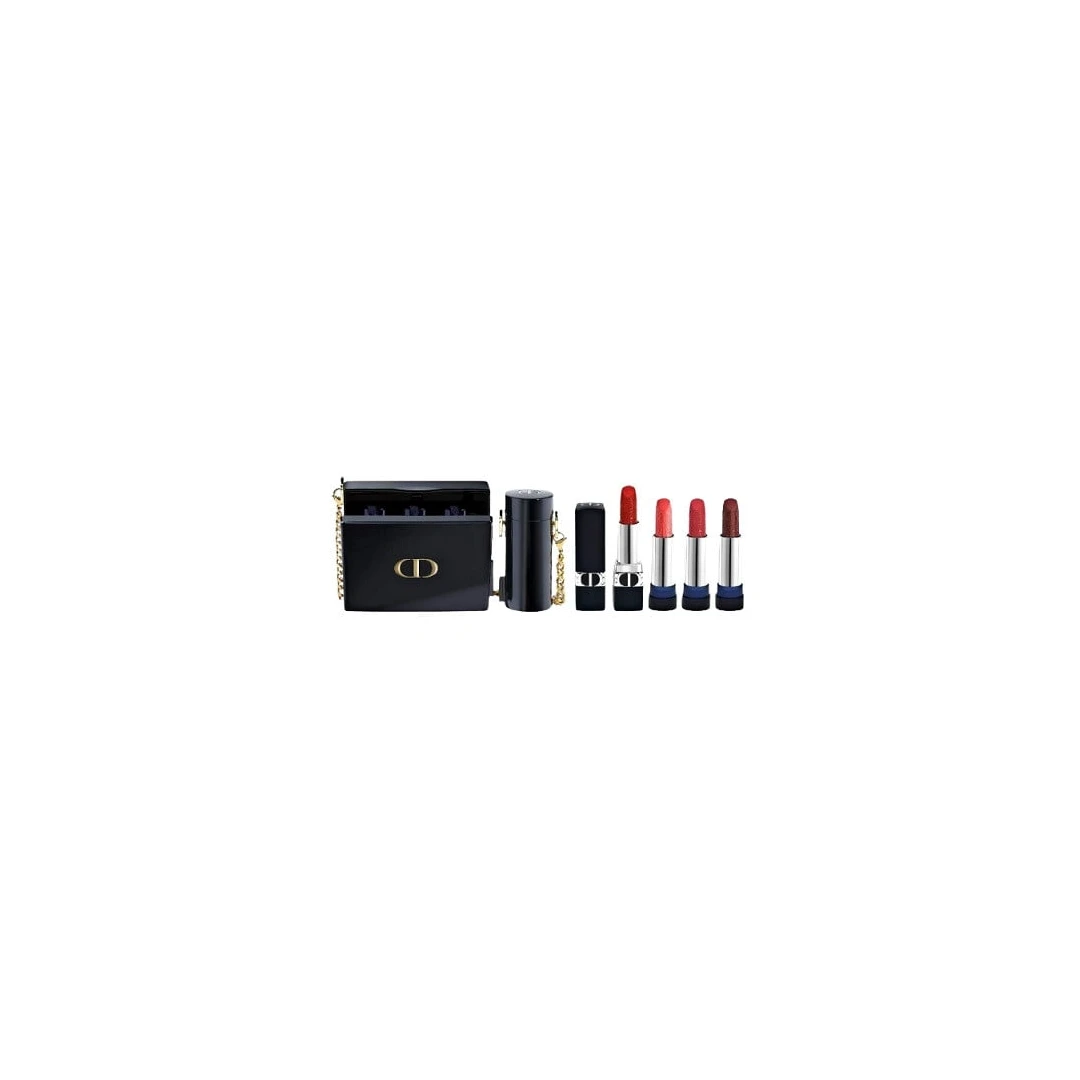 Set 4 Ruj de buze, Dior, Rouge Dior Minaudiere, Limited Edition Clutch & Lipstick Set, Geanta inclusa - 