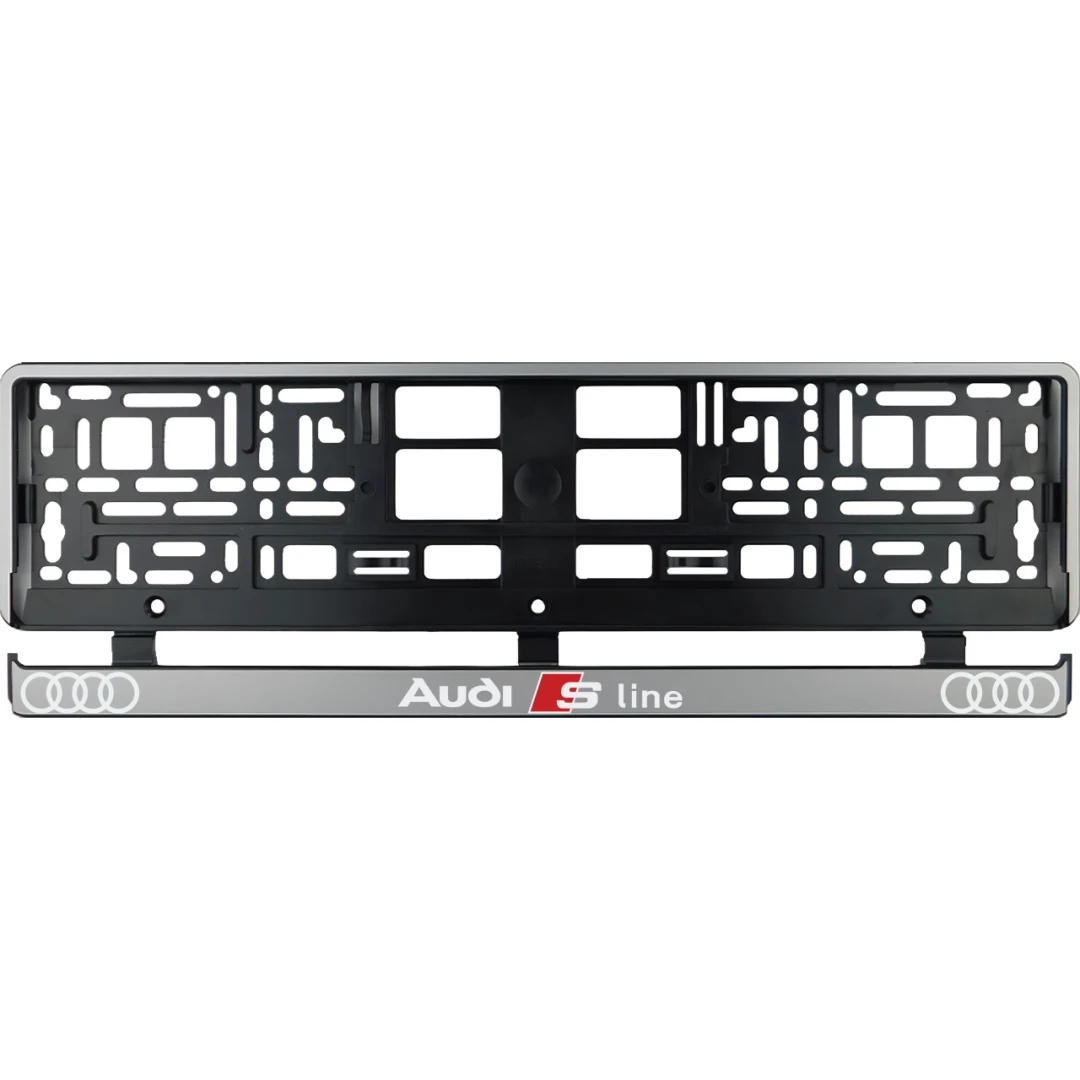 Set 2 bucati, suport numar inmatriculare argintiu Audi Sline - 