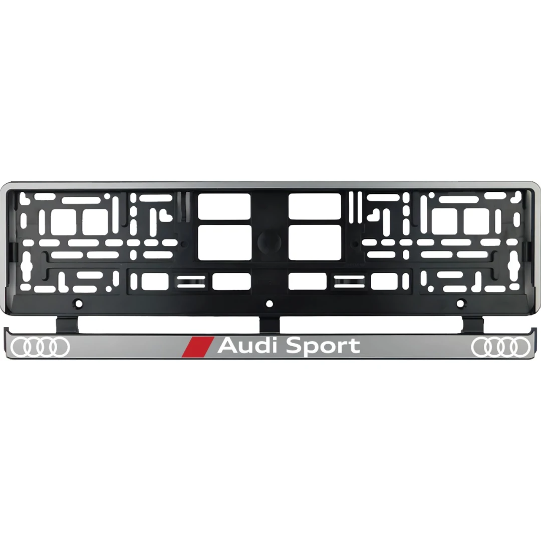 Set 2 bucati, suport numar inmatriculare argintiu Audi Sport - 