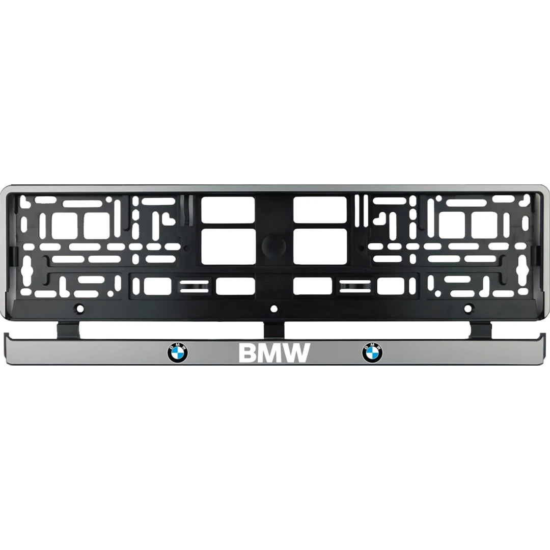 Set 2 bucati, suport numar inmatriculare argintiu BMW - 