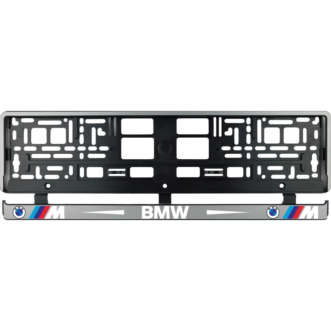Set 2 bucati, suport numar inmatriculare argintiu BMW MPower - 