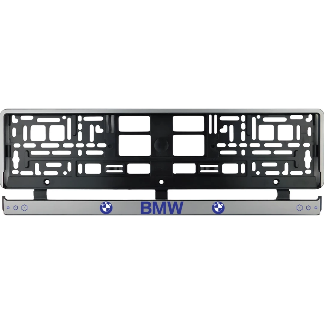 Set 2 bucati, suport numar inmatriculare argintiu BMW II - 