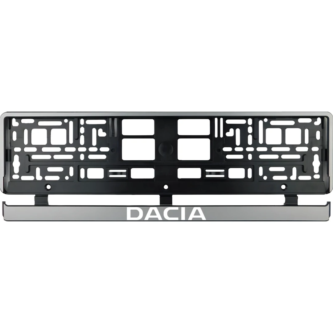 Set 2 bucati, suport numar inmatriculare argintiu Dacia - 