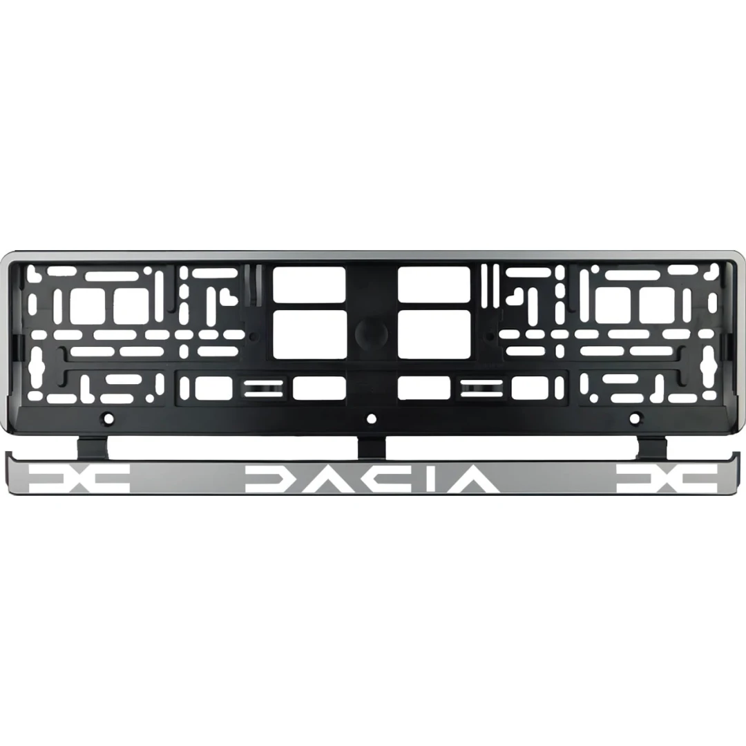 Set 2 bucati, suport numar inmatriculare argintiu Dacia II - 