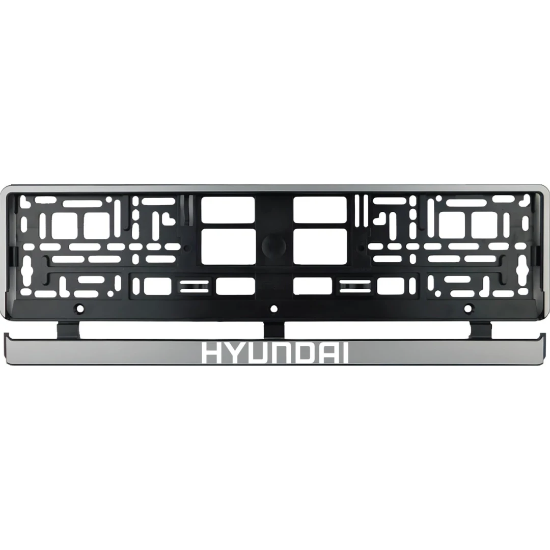 Set 2 bucati, suport numar inmatriculare argintiu Hyundai - 