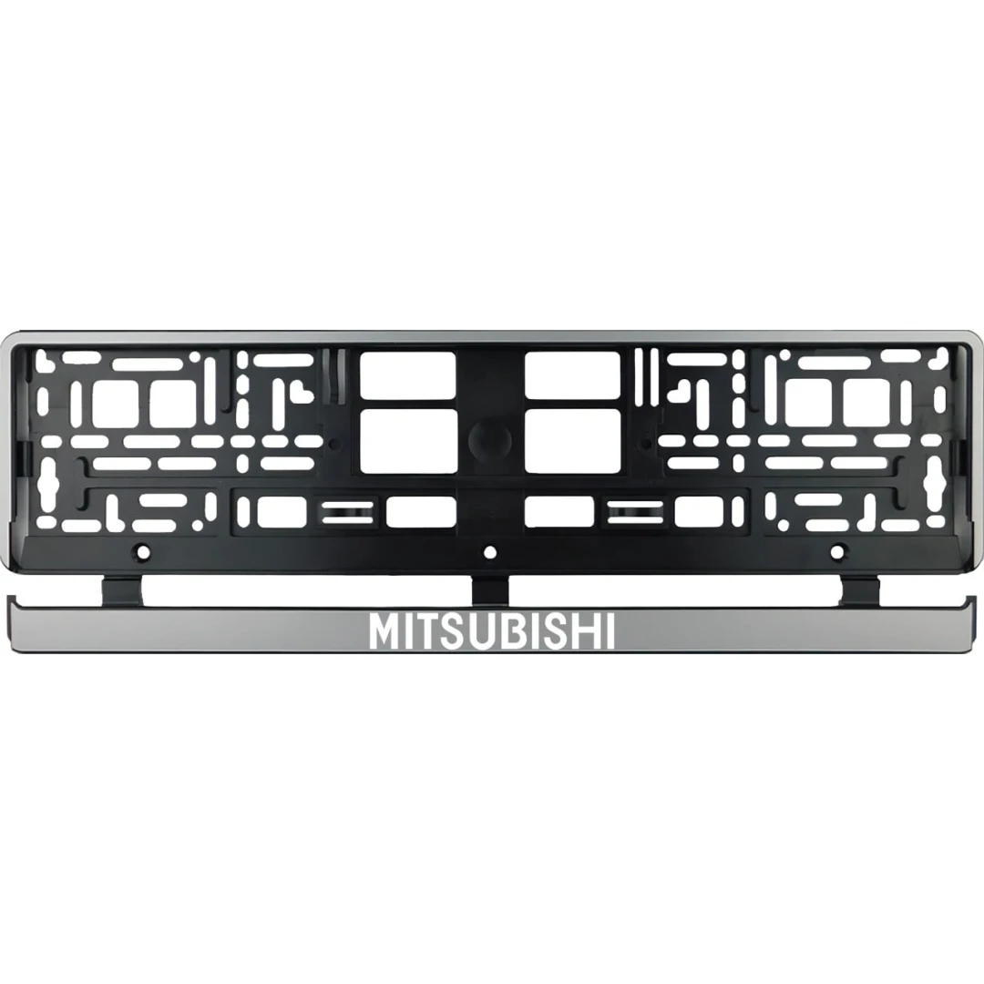 Set 2 bucati, suport numar inmatriculare argintiu Mitsubishi - 