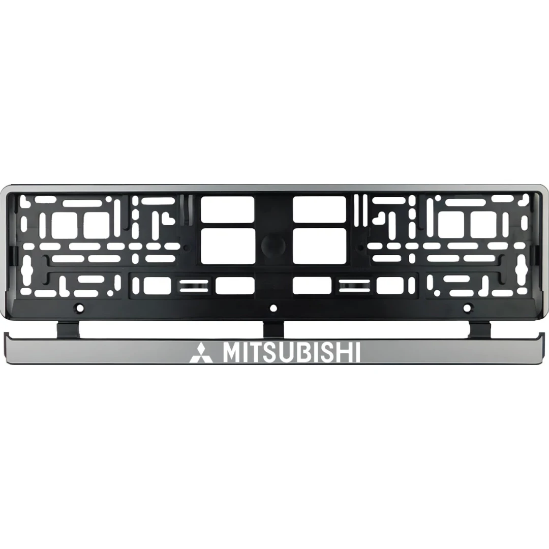 Set 2 bucati, suport numar inmatriculare argintiu Mitsubishi II - 