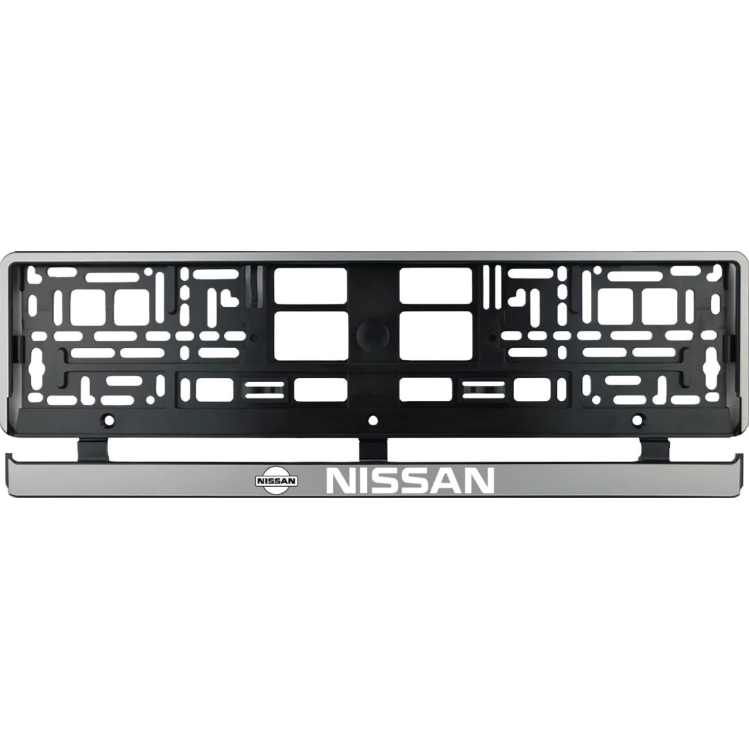 Set 2 bucati, suport numar inmatriculare argintiu Nissan - 