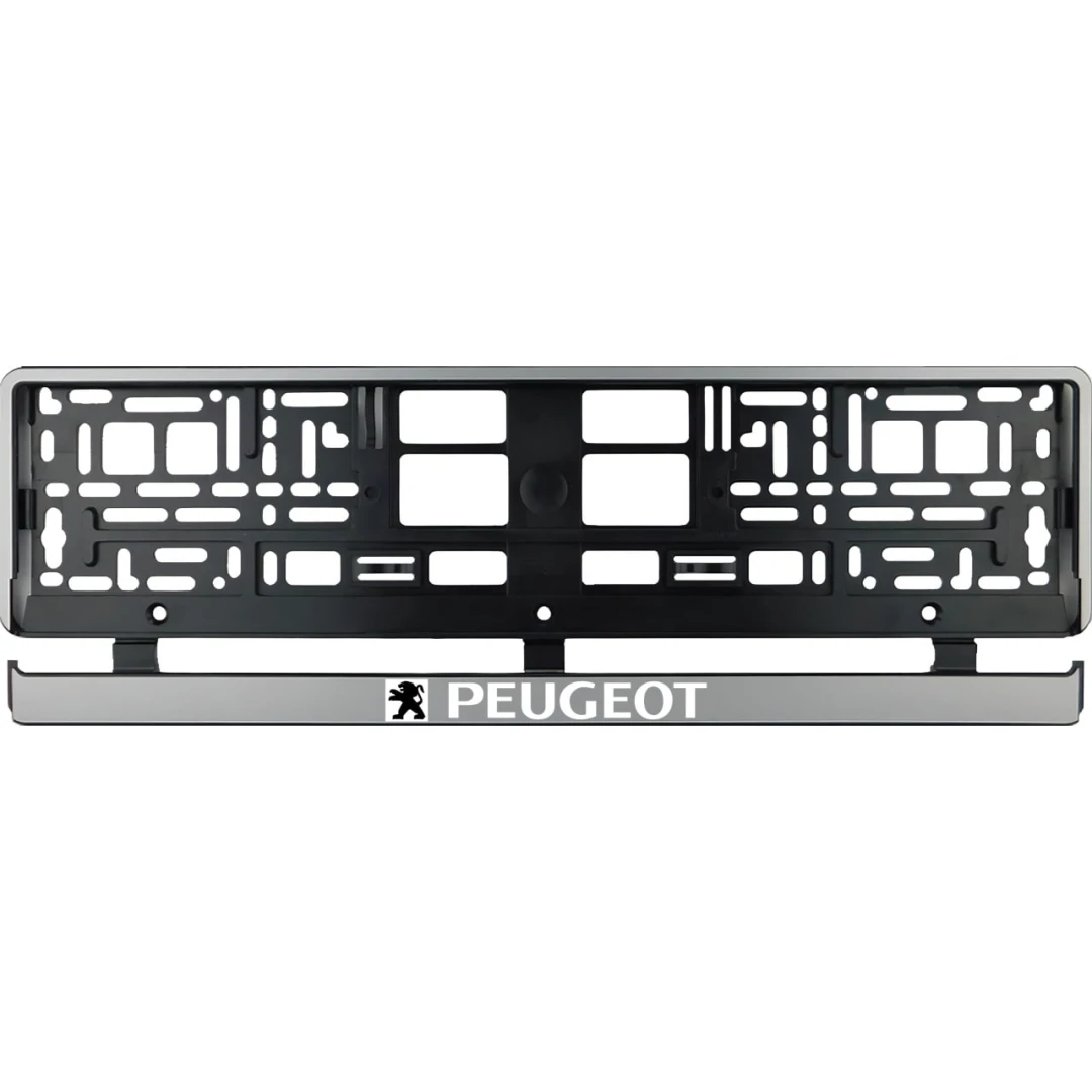 Set 2 bucati, suport numar inmatriculare argintiu Peugeot - 