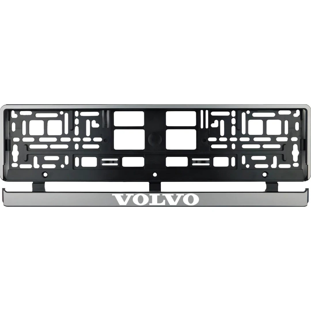 Set 2 bucati, suport numar inmatriculare argintiu Volvo - 