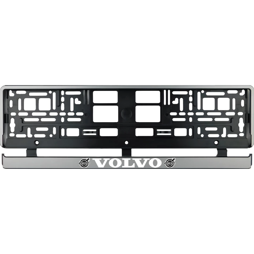 Set 2 bucati, suport numar inmatriculare argintiu Volvo II - 