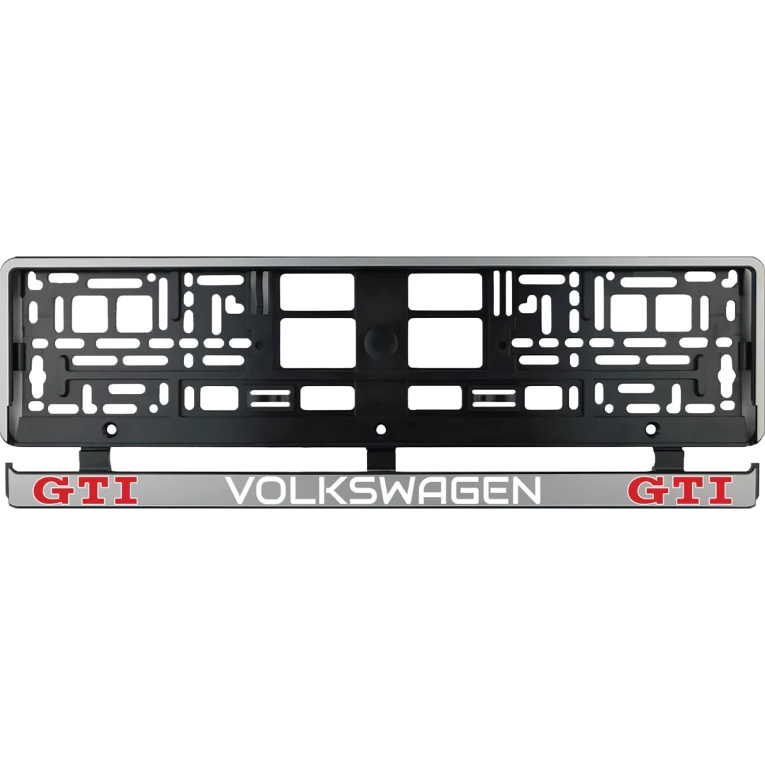Set 2 bucati, suport numar inmatriculare argintiu VW GTI - 