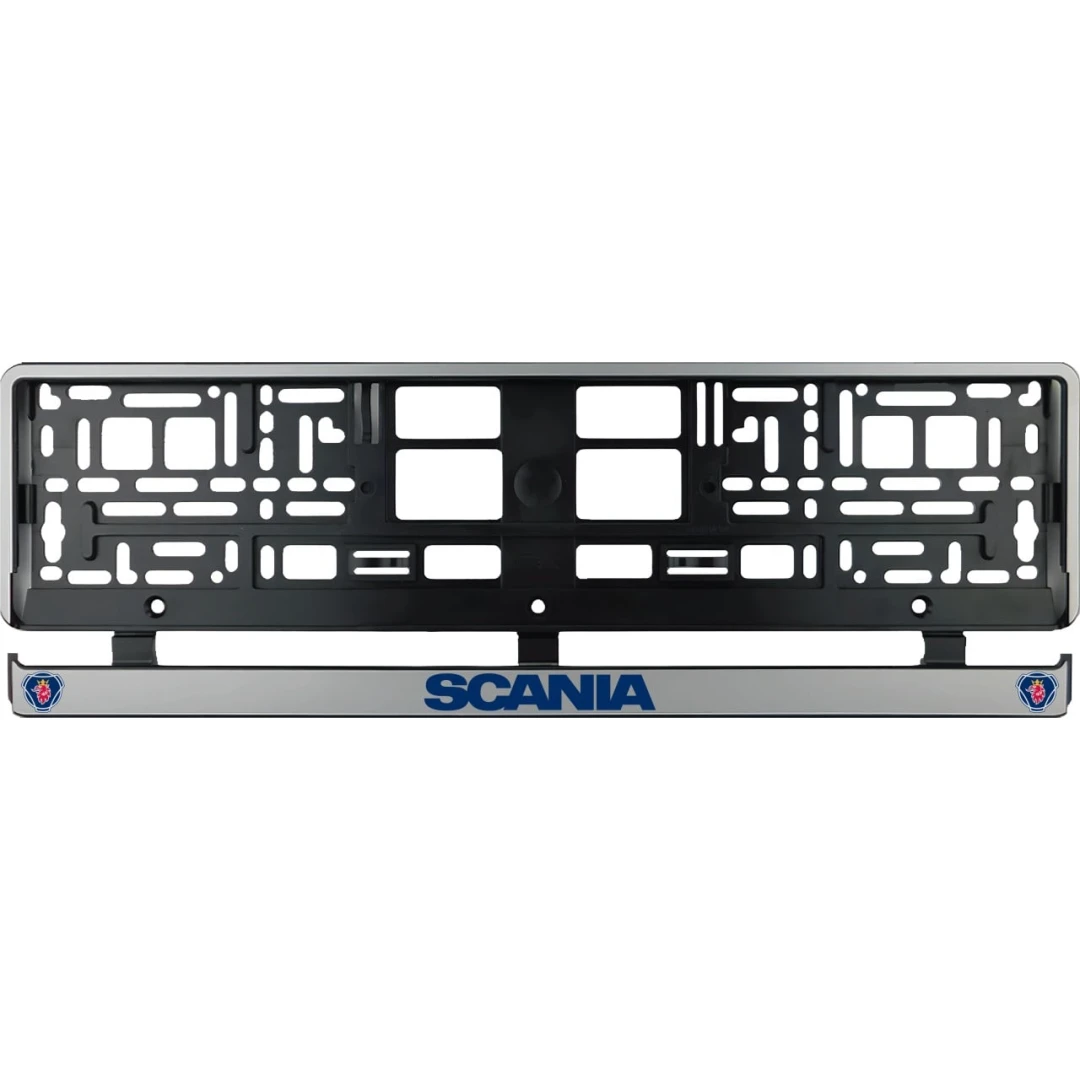 Set 2 bucati, suport numar inmatriculare argintiu Scania - 