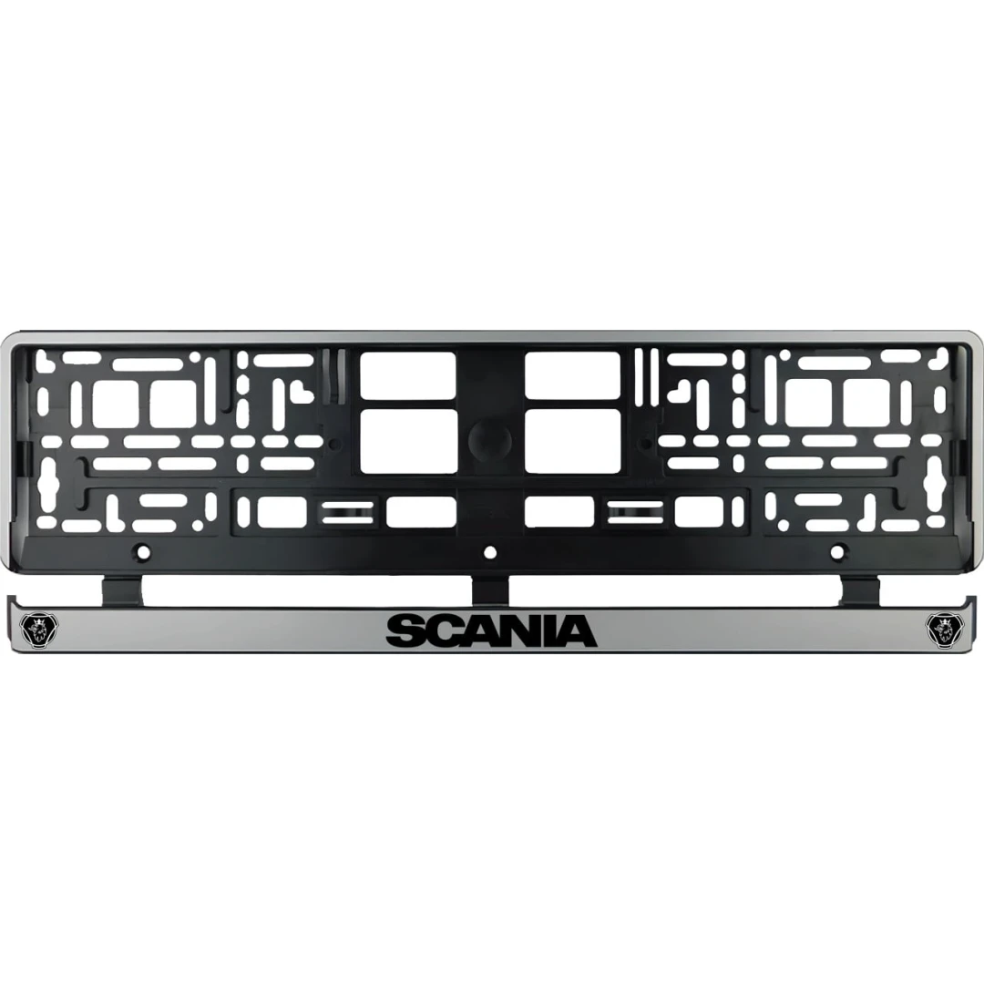 Set 2 bucati, suport numar inmatriculare argintiu Scania II - 