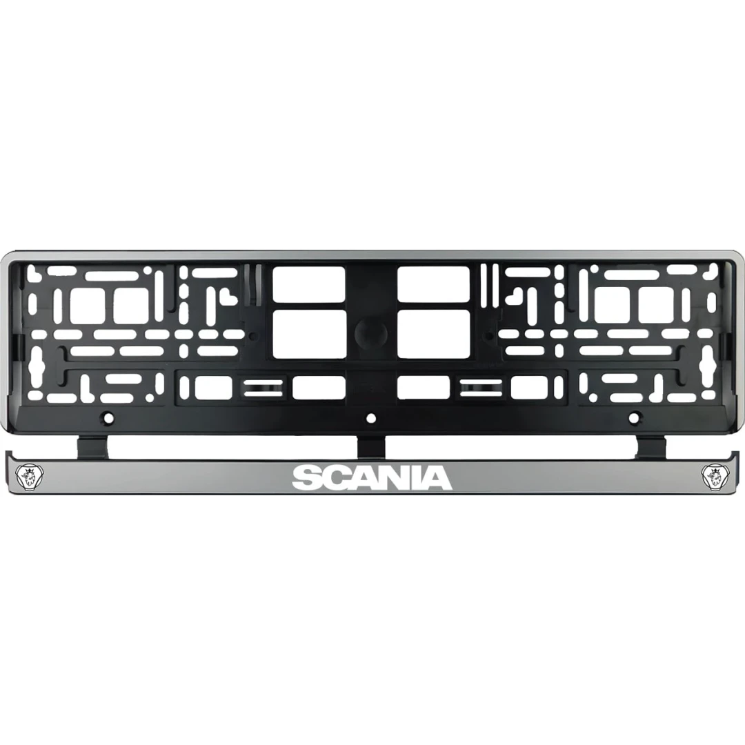 Set 2 bucati, suport numar inmatriculare argintiu Scania III - 