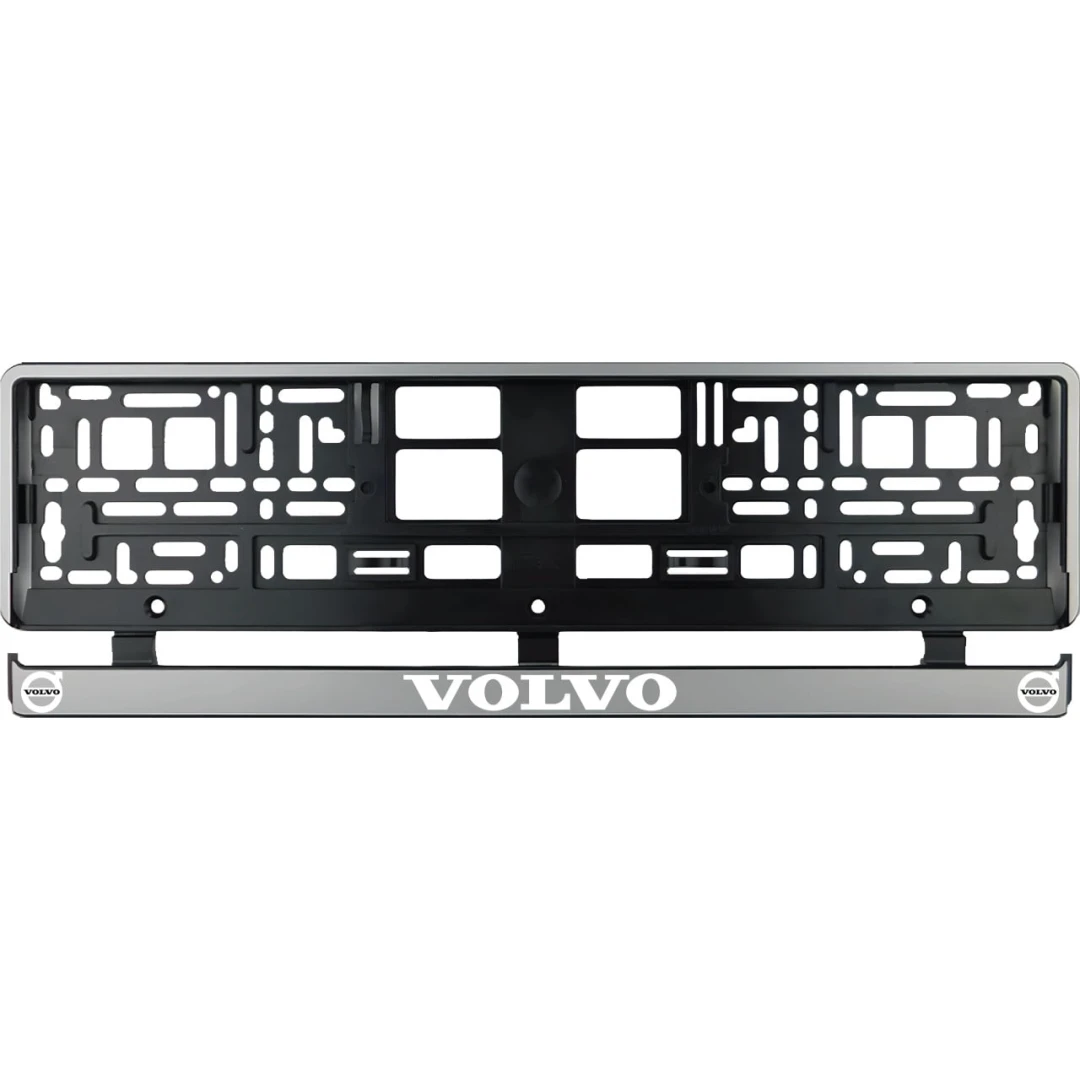 Set 2 bucati, suport numar inmatriculare argintiu Volvo III - 