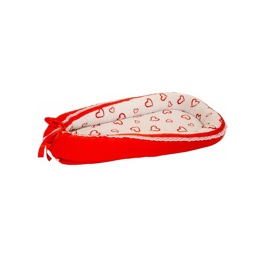 Baby Nest din Cocos MyKids Hearts-Red White - 