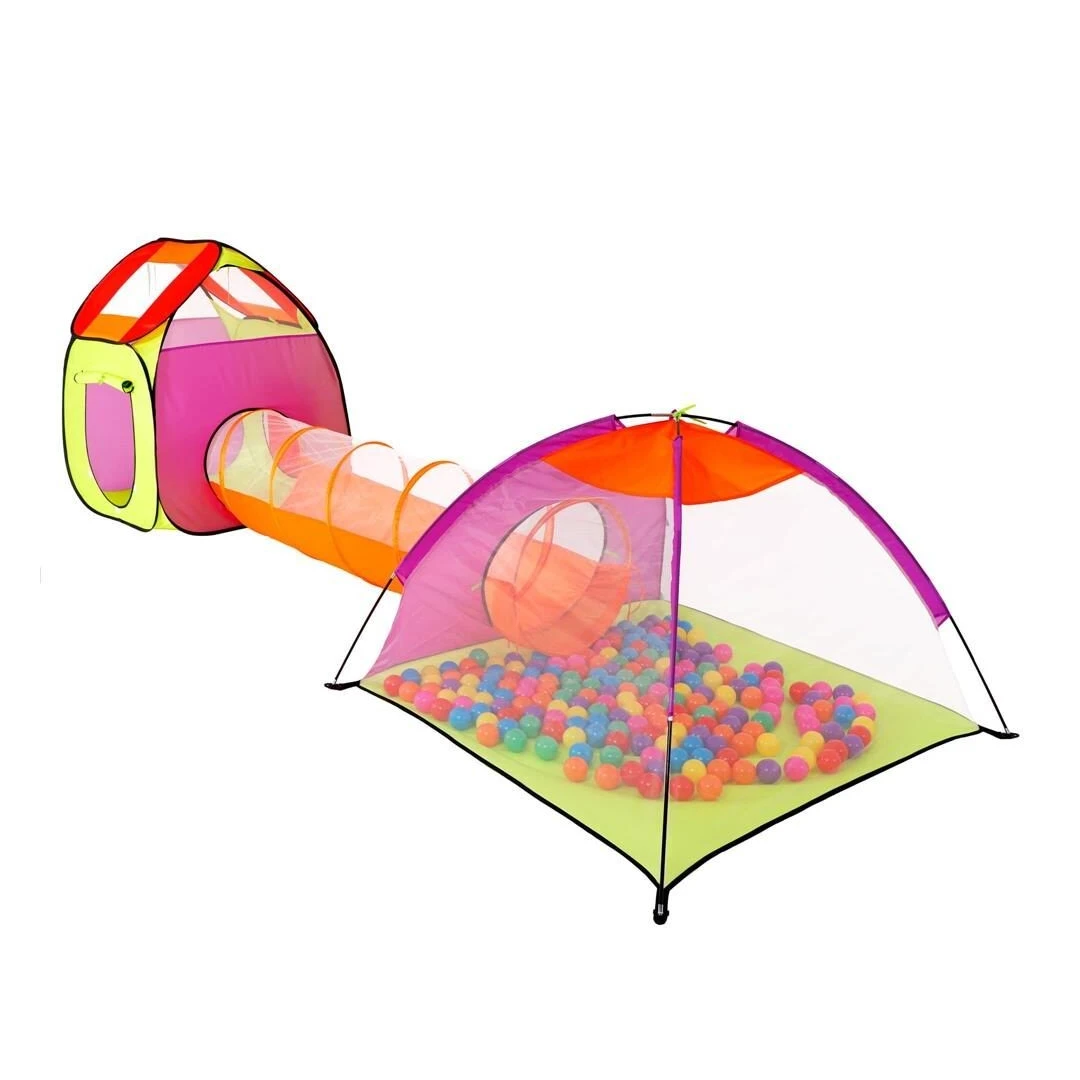 Cort de joaca pentru copii, Springos, 3 in 1, igloo si casuta, cu tunel, husa, 389x120x115 cm - 