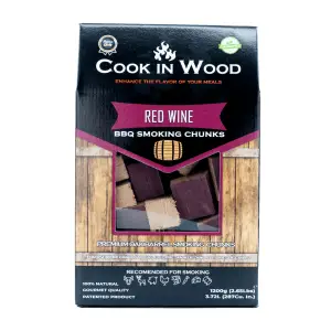 Bucati de lemn pentru afumare din lemn de stejar, infuzat cu aroma de red wine, chunk-uri 1200 grame - 