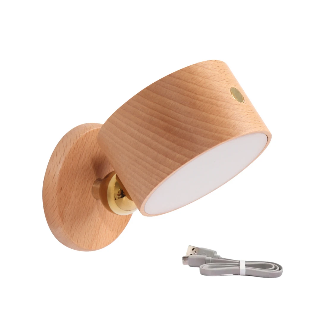 Lampa LED detasabila de interior BRAGUS®, cu magnet, acumulator 1500 mAh, reincarcabila prin USB, luminozitate ajustabila in 3 trepte, unghi de rotire 360°, material ABS, fag - 