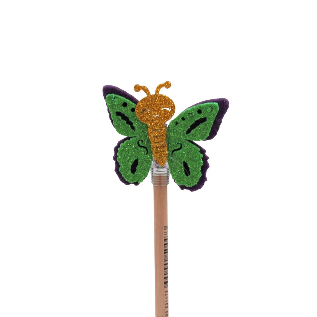 Creion figurină Fluture mov aripi verzi 22cm - 