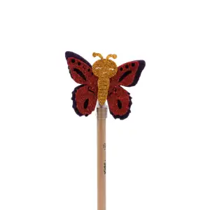 Creion figurină Fluture mov aripi roșii 22cm - 