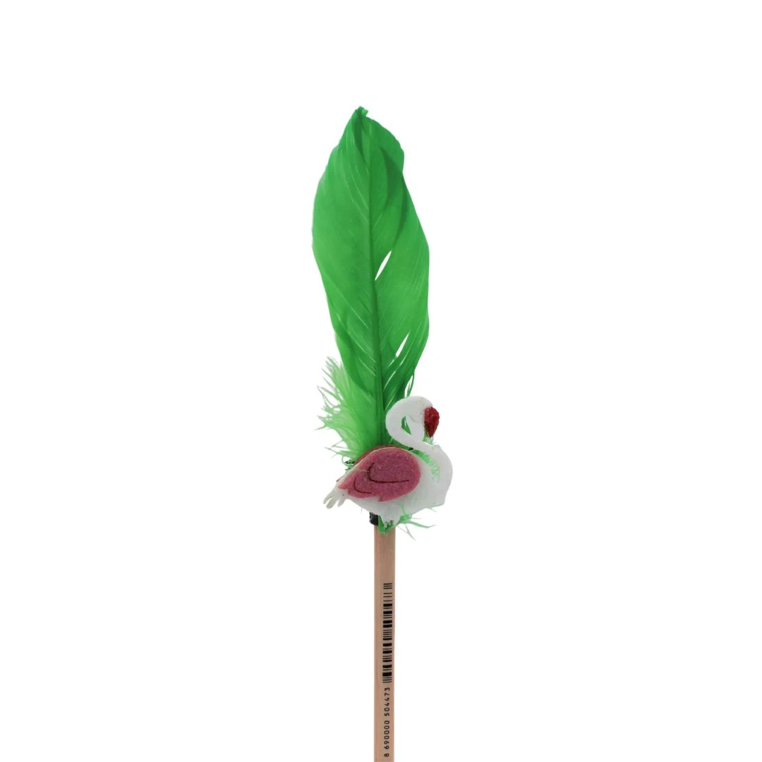 Creion figurina  Flamingo pană verde 30 cm - 