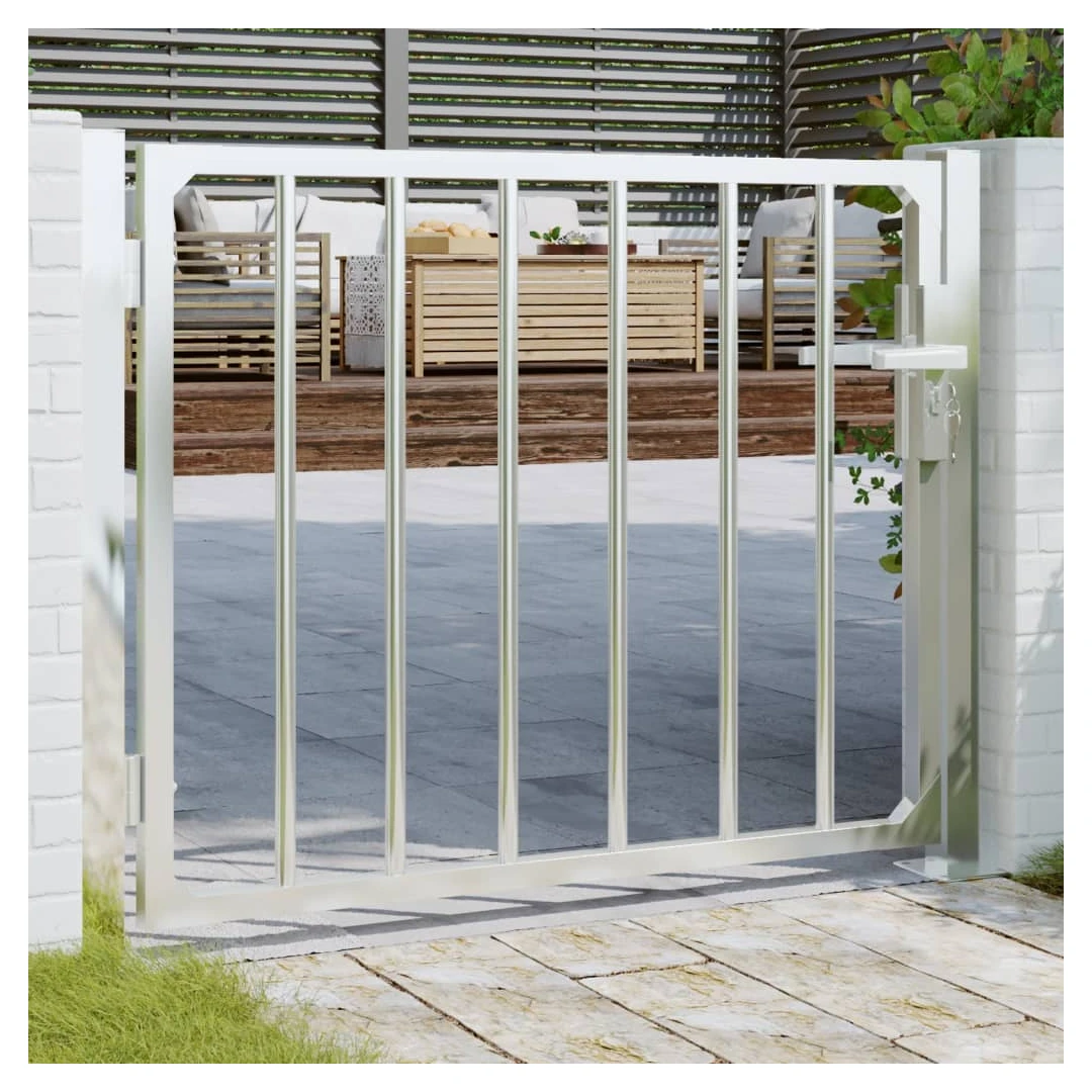 Poartă de grădină, 100x75 cm, oțel inoxidabil - Această poartă de grădină, care oferă o combinație perfectă de rezistență și stabilitate, reprezintă un punct de intrare ideal pentru gardul din jurul...