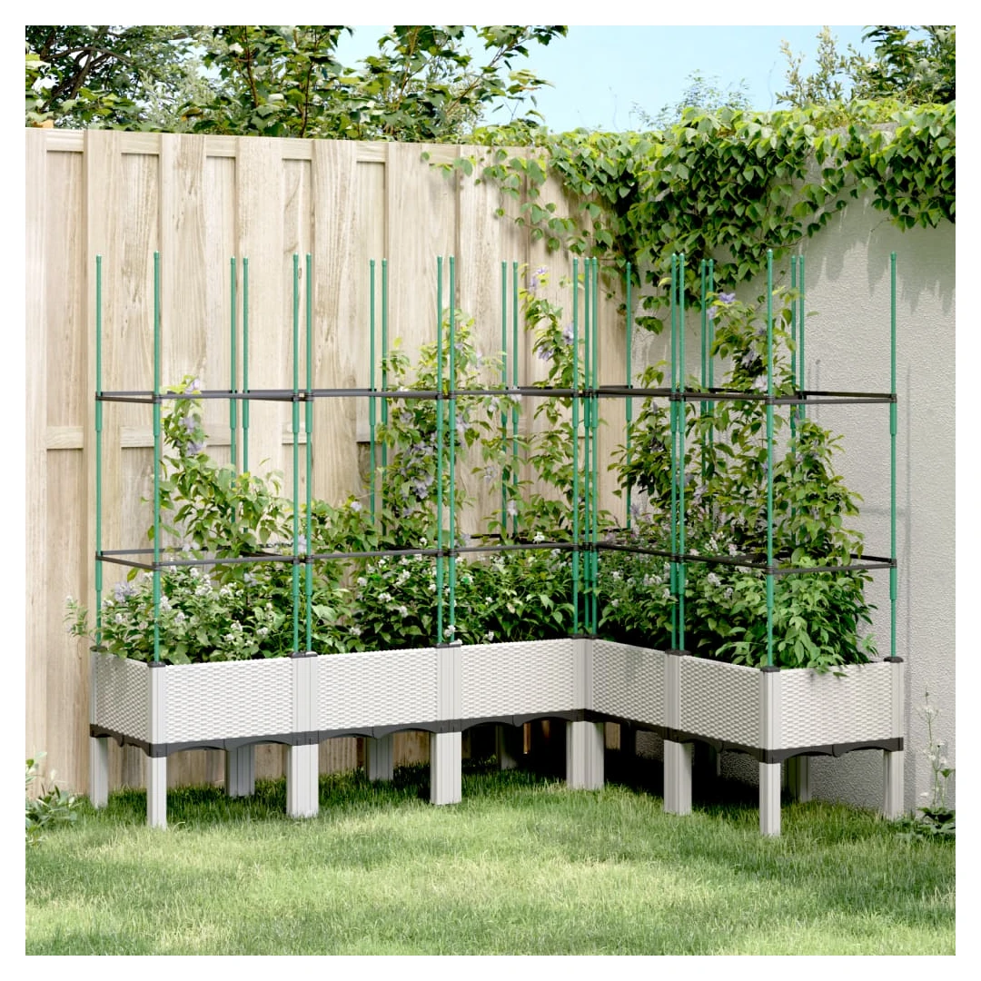 Jardinieră de grădină cu spalier, alb, 160x120x142,5 cm PP - Această jardinieră de grădină cu spalier este o alegere excelentă pentru plantele cățărătoare din grădina, curtea și terasa dvs. Material durabil: Pol...